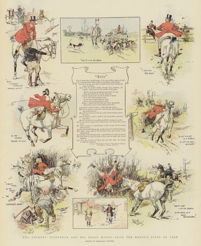 Cockney-sportsmannen og hans leide hest, fra hestens synspunkt (chromolitho) av Reginald Thomas Cleaver