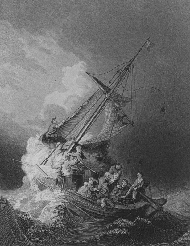 Kristus i stormen (gravering) av Rembrandt Harmensz. van Rijn (after)