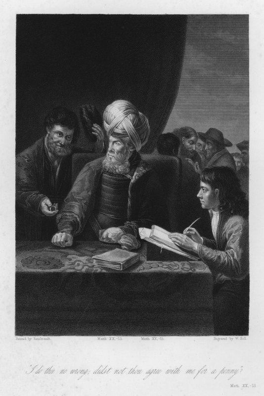 Vingårdens Herre, Matteus XX av Rembrandt Harmensz. van Rijn (after)