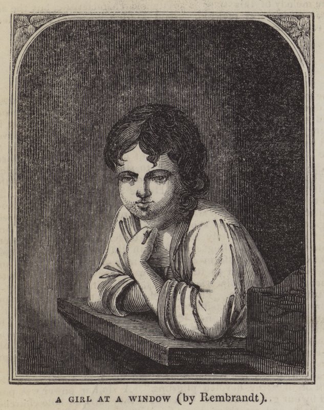 En jente ved et vindu av Rembrandt van Rijn