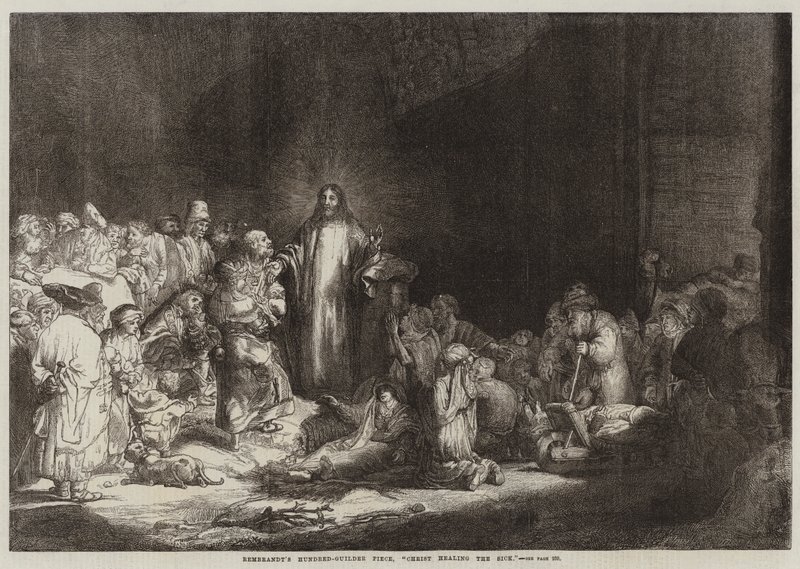 Rembrandts Hundre-Guilder Piece, Kristus helbreder de syke av Rembrandt van Rijn