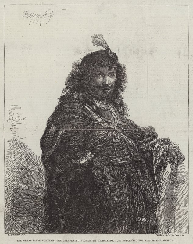 Det store sabelportrettet, den berømte etsningen av Rembrandt van Rijn