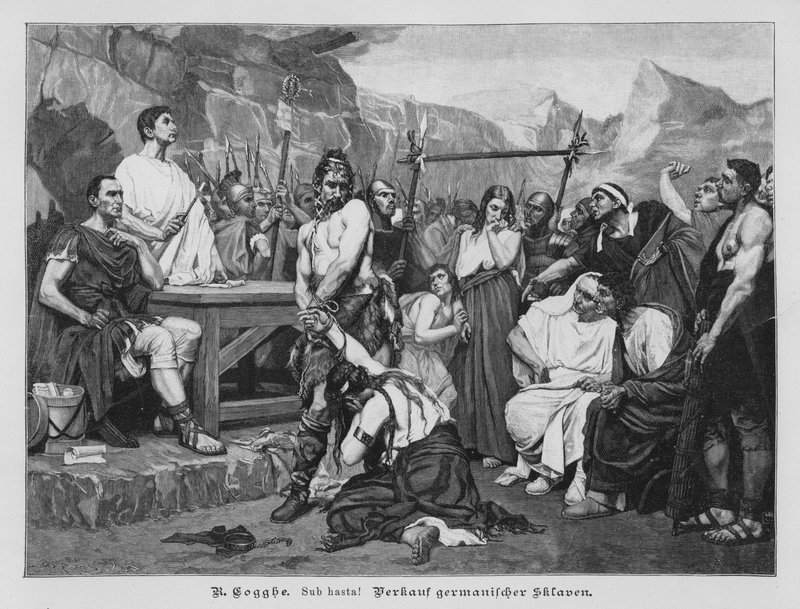 Salg av germanske slaver (gravering) av Remy Cogghe