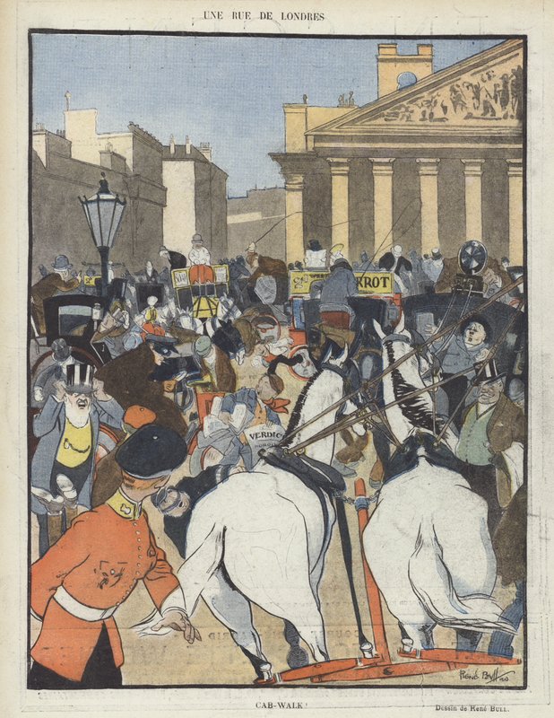 I London street. Illustrasjon for Le Rire av René Bull