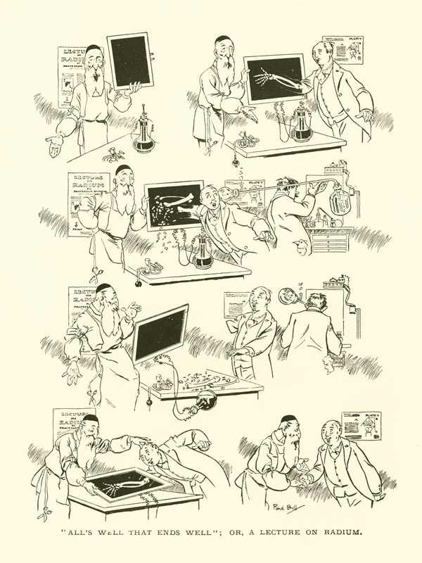 Alt er bra som ender godt; eller en forelesning om radium (gravering) av René Bull
