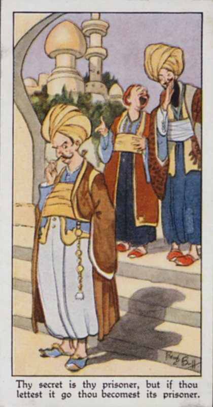 Østlig ordtak: Din hemmelighet er din fange, men hvis du lar den gå, blir du dens fange (farge litho) av René Bull