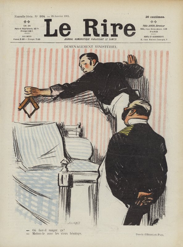 Ministerflytting. Illustrasjon for Le Rire av Rene George Hermann Paul