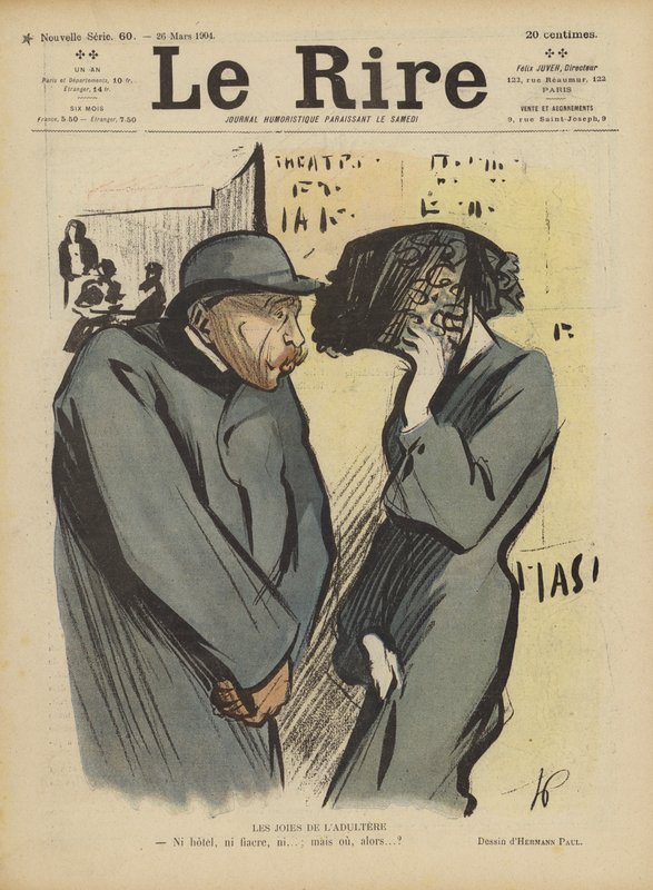 Gleden ved utroskap. Illustrasjon for Le Rire av Rene George Hermann Paul