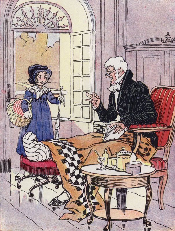 En liten jente under restaureringen (farge litho) av Rene Vincent
