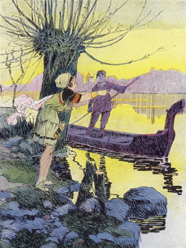En Petite Gauloise før den romerske erobringen (farge litho) av Rene Vincent