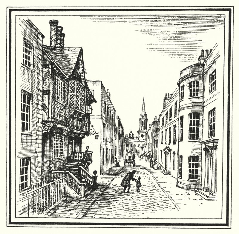 HC Andersen: Det gamle huset (litho) av Rex (after) Whistler