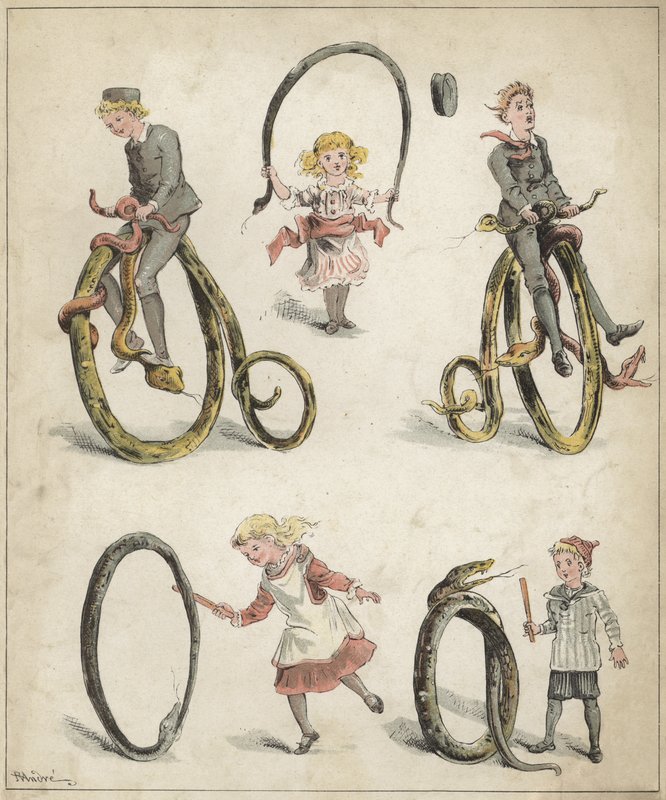 Spill med slanger (chromolitho) av Richard Andre