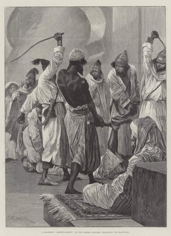 A Morning's Entertainment på Kasbah, Tangier, som påfører Bastinado av Richard Caton Woodville junior