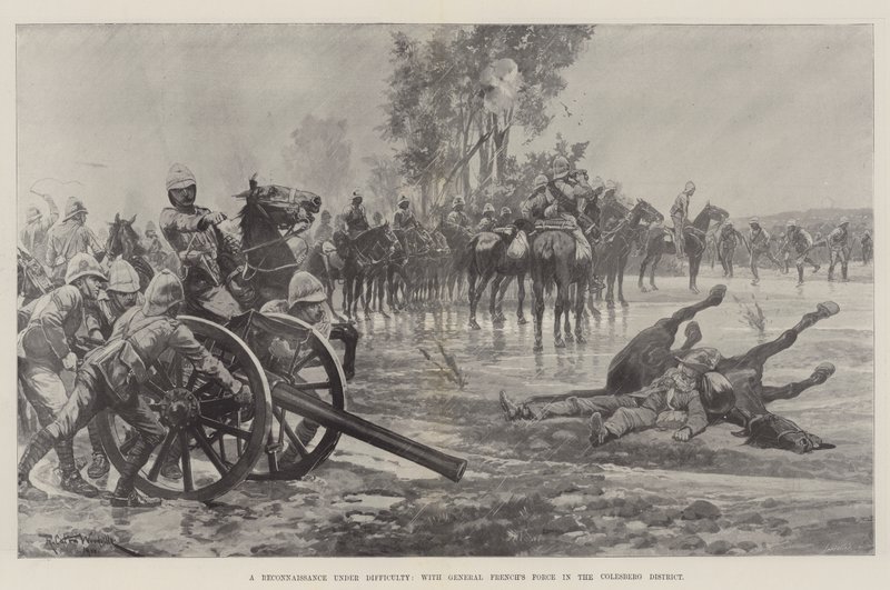 En rekognosering under vanskeligheter, med General Frenchs styrke i Colesberg-distriktet av Richard Caton Woodville junior