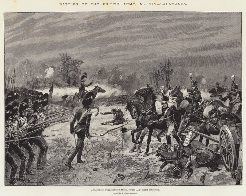 Slaget om den britiske hæren, Salamanca, Advance of Wellingtons tredje, femte og sjette divisjon av Richard Caton Woodville junior