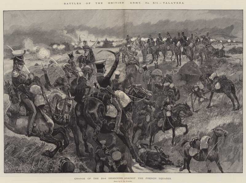 Battles of the British Army, Talavera, Charge of the 23rd Dragons mot de franske torgene av Richard Caton Woodville junior