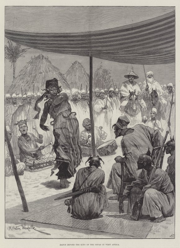 Dans foran kongen av sofaene i Vest-Afrika av Richard Caton Woodville junior