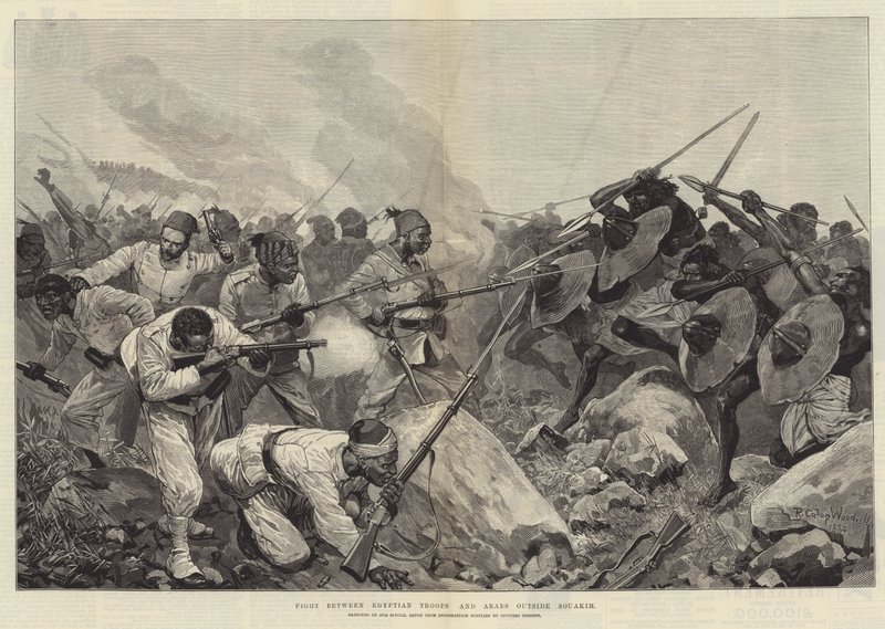 Kamp mellom egyptiske tropper og arabere utenfor Souakim av Richard Caton Woodville junior