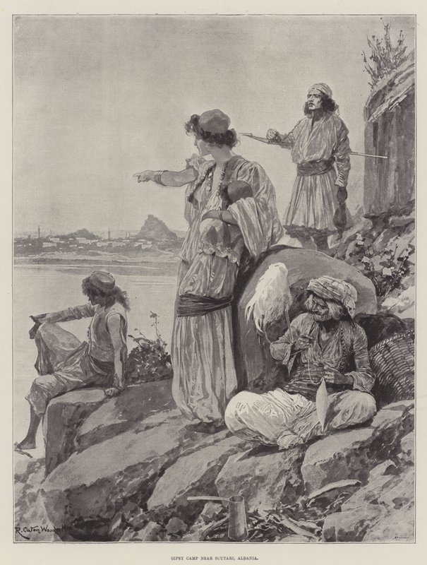 Gipsy Camp nær Scutari, Albania av Richard Caton Woodville junior