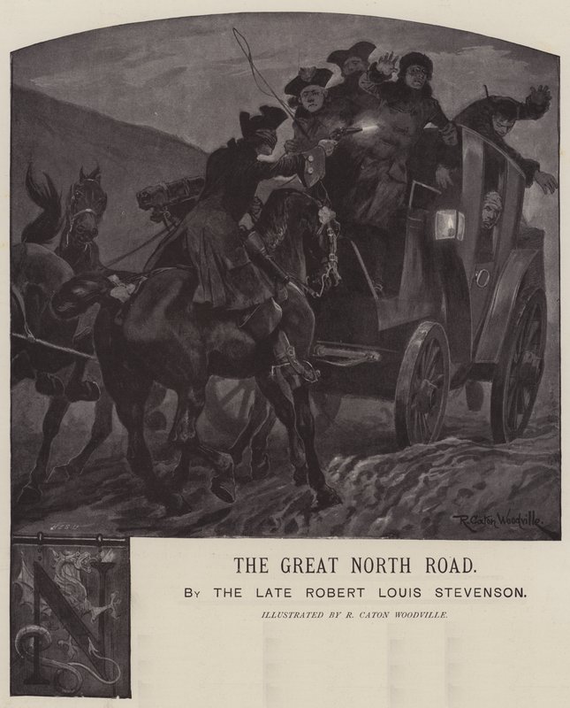 Illustrasjon for The Great North Road, av Robert Louis Stevenson av Richard Caton Woodville junior