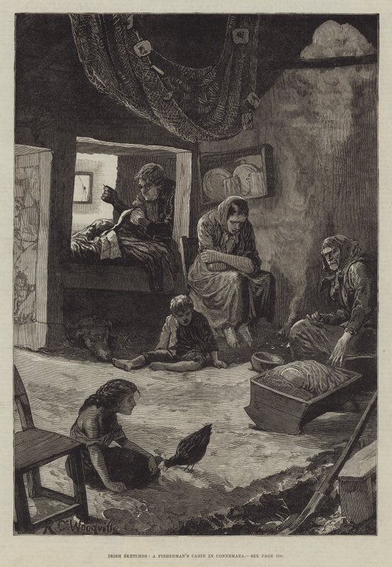 Irish Sketches, en fiskerhytte i Connemara av Richard Caton Woodville junior