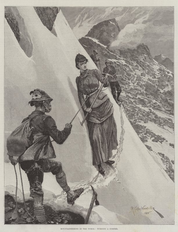 Fjellklatring i Tyrol, snu et hjørne av Richard Caton Woodville junior