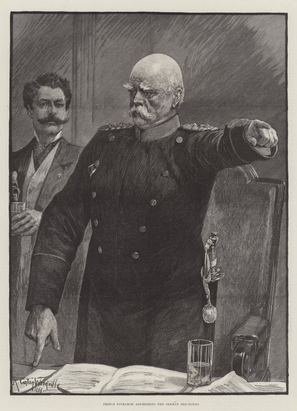 Prins Bismarck taler til den tyske riksdagen av Richard Caton Woodville junior