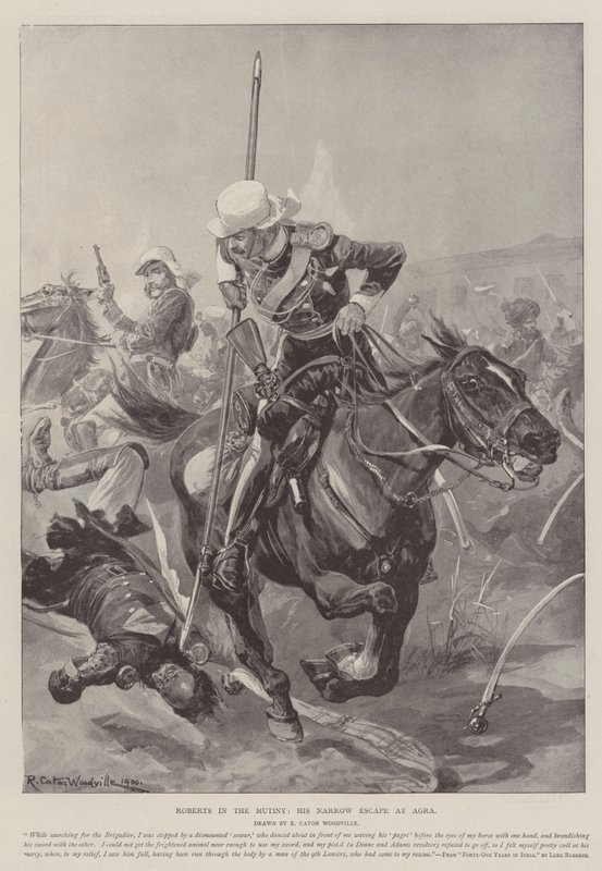 Roberts i mytteriet, hans Narrow Escape ved Agra av Richard Caton Woodville junior