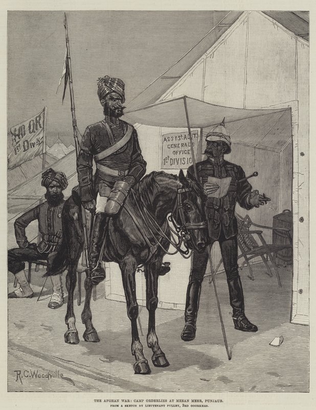 Den afghanske krigen, Camp Orderlies ved Meean Meer, Punjaub av Richard Caton Woodville junior