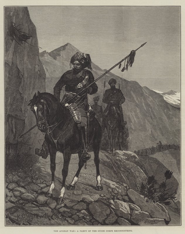 Den afghanske krigen, et parti fra Guide Corps som rekognoscerer av Richard Caton Woodville junior