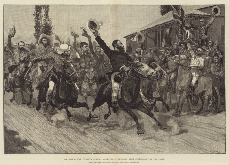 Basuto-krigen i Sør-Afrika, burgeres avgang fra Oudtshoorn for fronten av Richard Caton Woodville junior