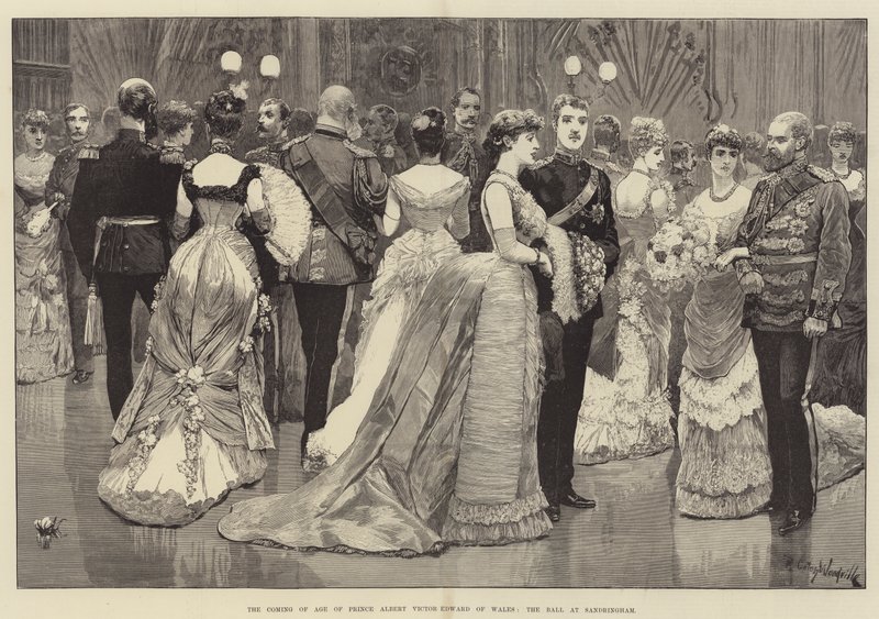 The Coming of Age av prins Albert Victor Edward av Wales, ballet i Sandringham av Richard Caton Woodville junior