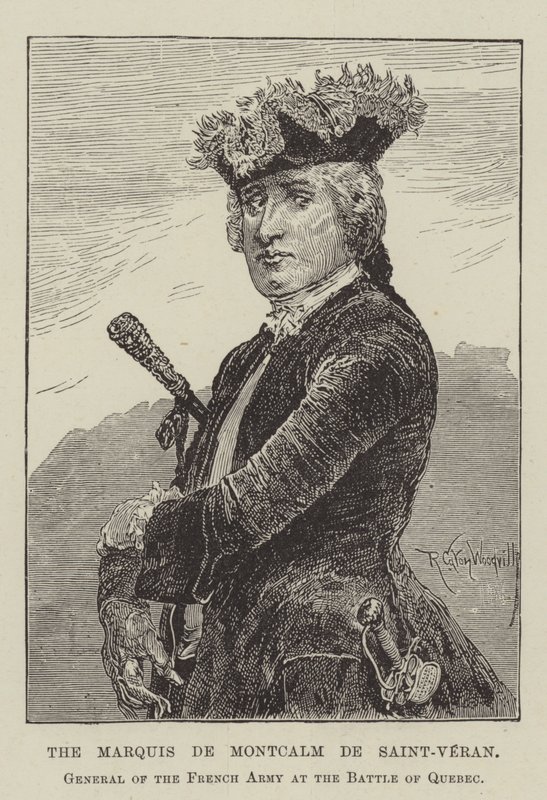 Marquis de Montcalm de Saint-Veran, general for den franske hæren i slaget ved Quebec av Richard Caton Woodville junior