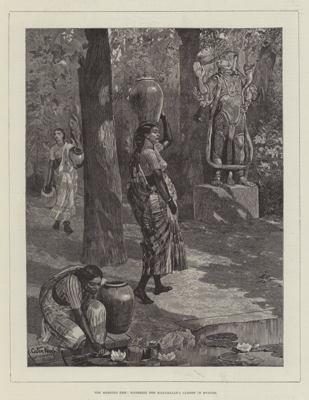 The Morning Dew, vanner Maharajahs hage i Mysore av Richard Caton Woodville junior