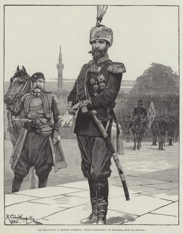 Revolusjonen i østlige Roumelia, prins Alexander I av Bulgaria, med sin tjener av Richard Caton Woodville junior
