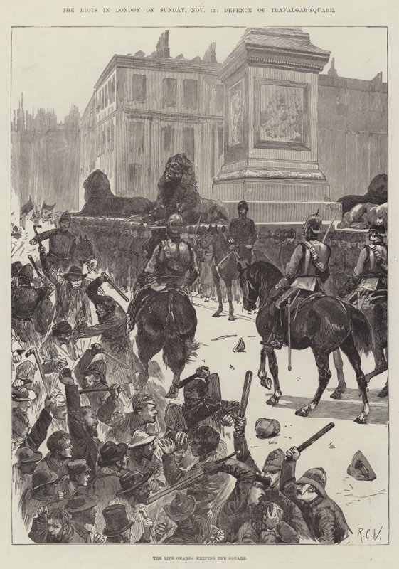 Opptøyene i London søndag 13. november, Defense of Trafalgar-Square av Richard Caton Woodville junior