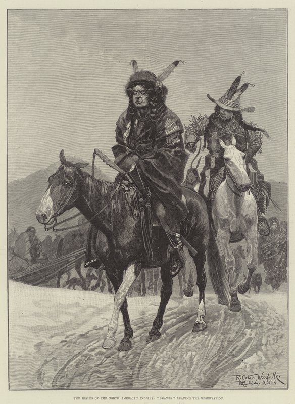 The Rising of the North American Indians, Braves forlater reservatet av Richard Caton Woodville junior