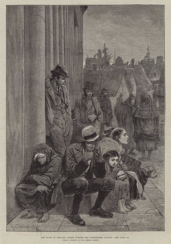 The State of Ireland, scene utenfor tinghuset, Galway av Richard Caton Woodville junior