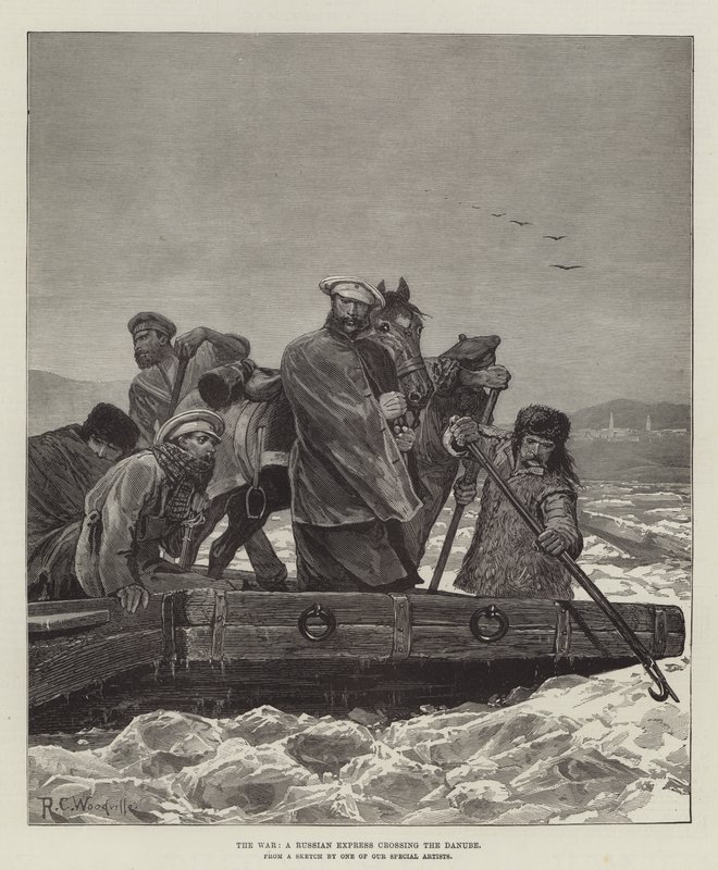 The War, en russisk ekspress som krysser Donau av Richard Caton Woodville junior
