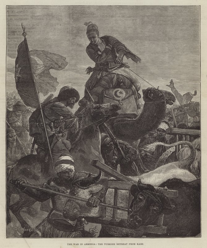 Krigen i Armenia, den tyrkiske retretten fra Kars av Richard Caton Woodville junior