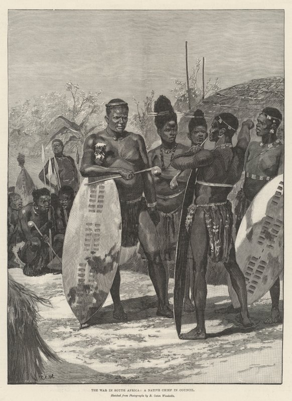 Krigen i Sør-Afrika, en innfødt sjef i rådet av Richard Caton Woodville junior