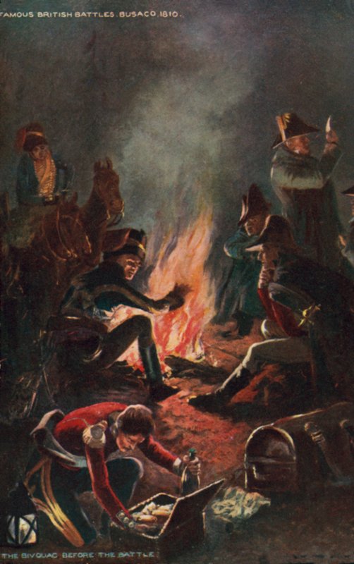 Bivuakk før slaget ved Bussaco, Portugal, halvøykrig, 1810 av Richard Caton II Woodville