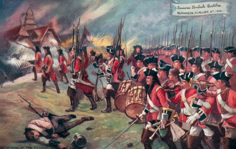 Britiske tropper stormer landsbyen, slaget ved Blenheim, Bayern, den spanske arvefølgekrigen, 1704 av Richard Caton II Woodville