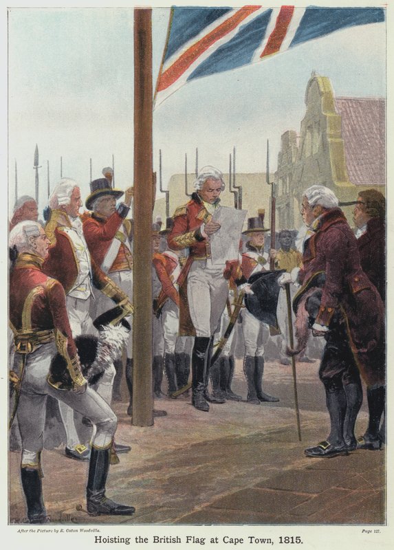 Heising av det britiske flagget i Cape Town, 1815 av Richard Caton II Woodville