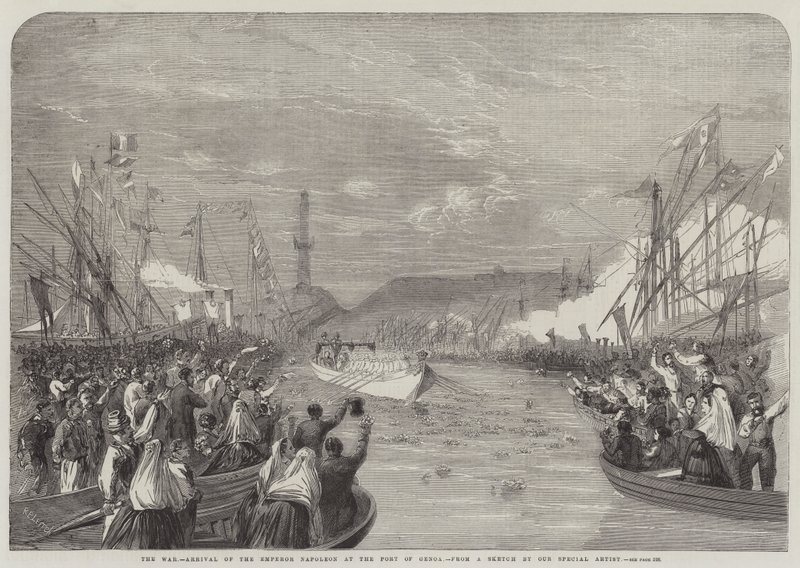 Krigen, keiser Napoleons ankomst til havnen i Genova av Richard Principal Leitch
