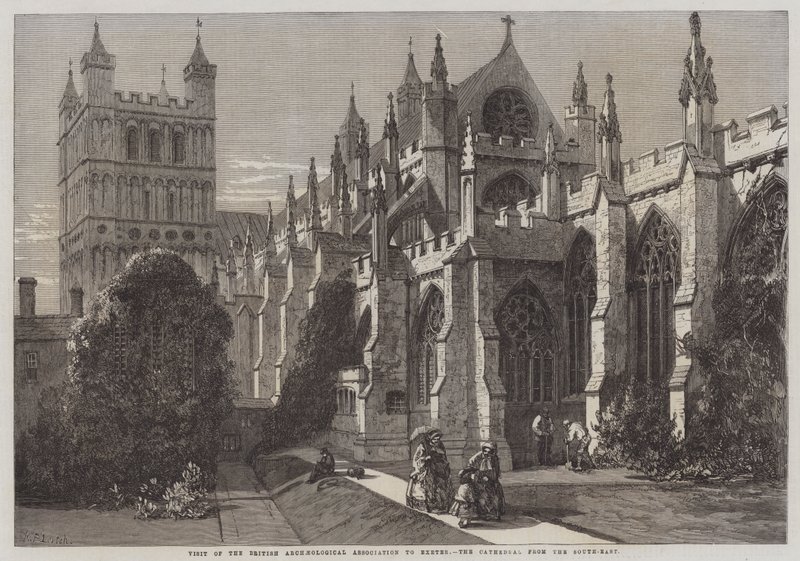 Besøk av British Archaeological Association til Exeter, katedralen fra sørøst av Richard Principal Leitch