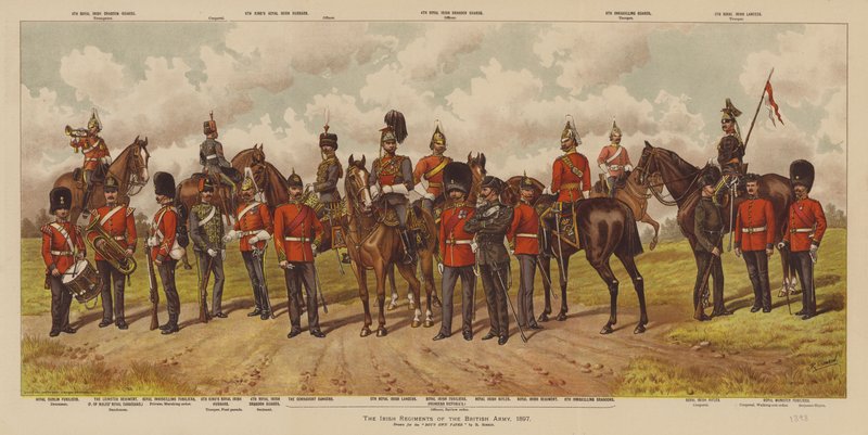 De irske regimentene til den britiske hæren av Richard (after) Simkin