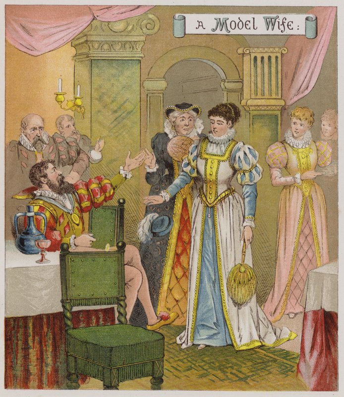 Illustrasjon for The Taming Of The Shrew (chromolitho) av Richard Andre