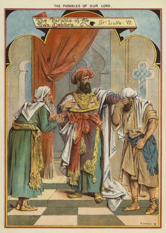 Kristi lignelser: lignelsen om de to skyldnere (chromolitho) av Richard Andre