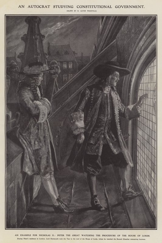 En autokrat som studerer konstitusjonell regjering (litho) av Richard Caton II (after) Woodville